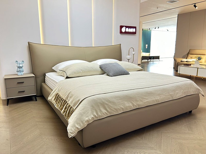 upholstered leather bed
