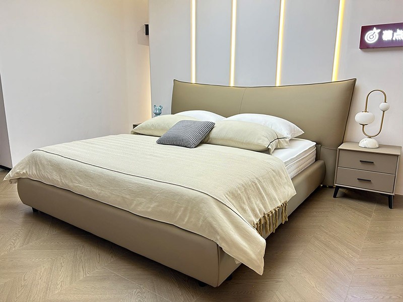 upholstered leather bed
