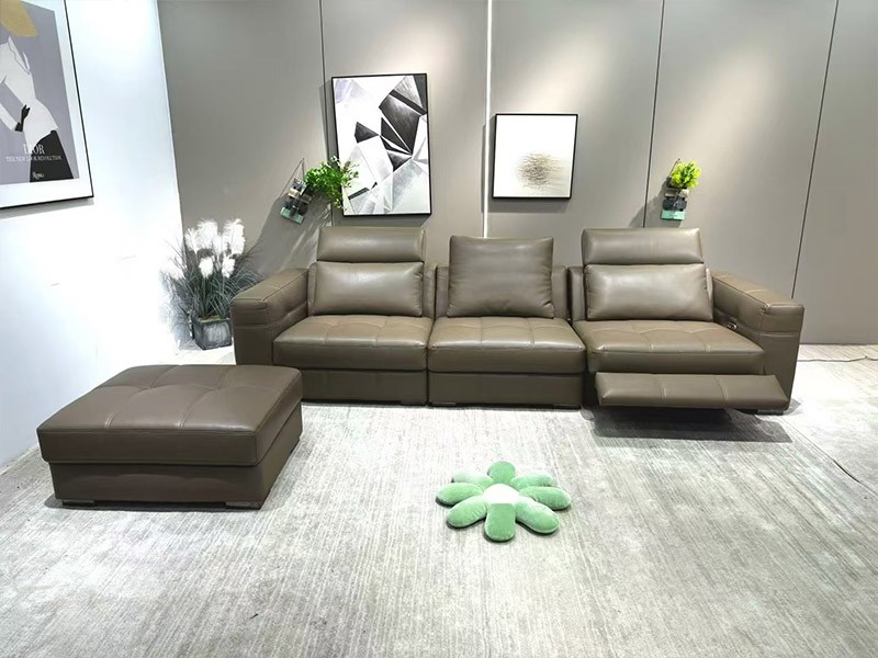 Recliner Leather 3 Seats Sofa Couch Top Layer Leather Large Sofa Furniture