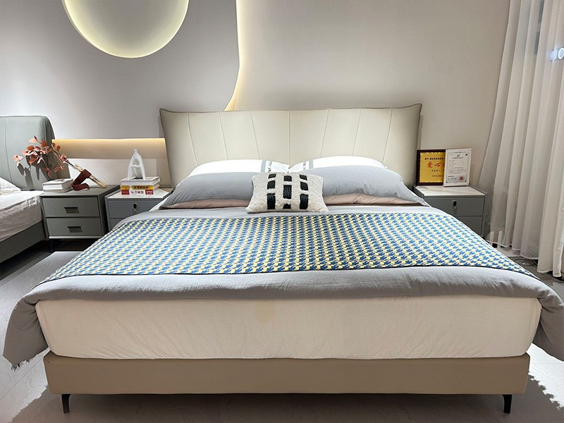 img of Light Luxury Modern Simple Leather Bed Bedroom Furniture King Queen Size Bed